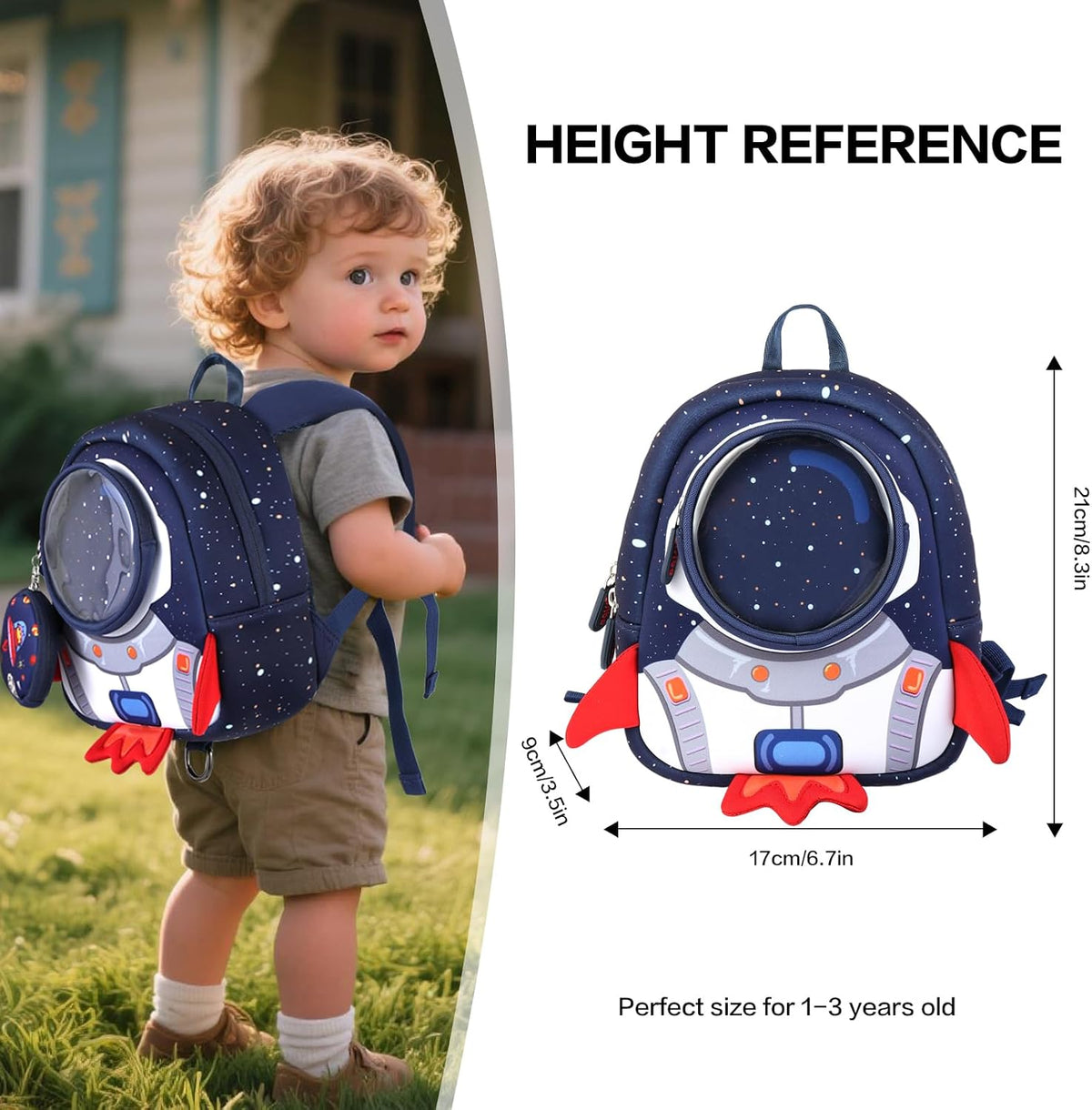 yisibo Mochila Rocket para niños pequeños con correa de arnés de se...