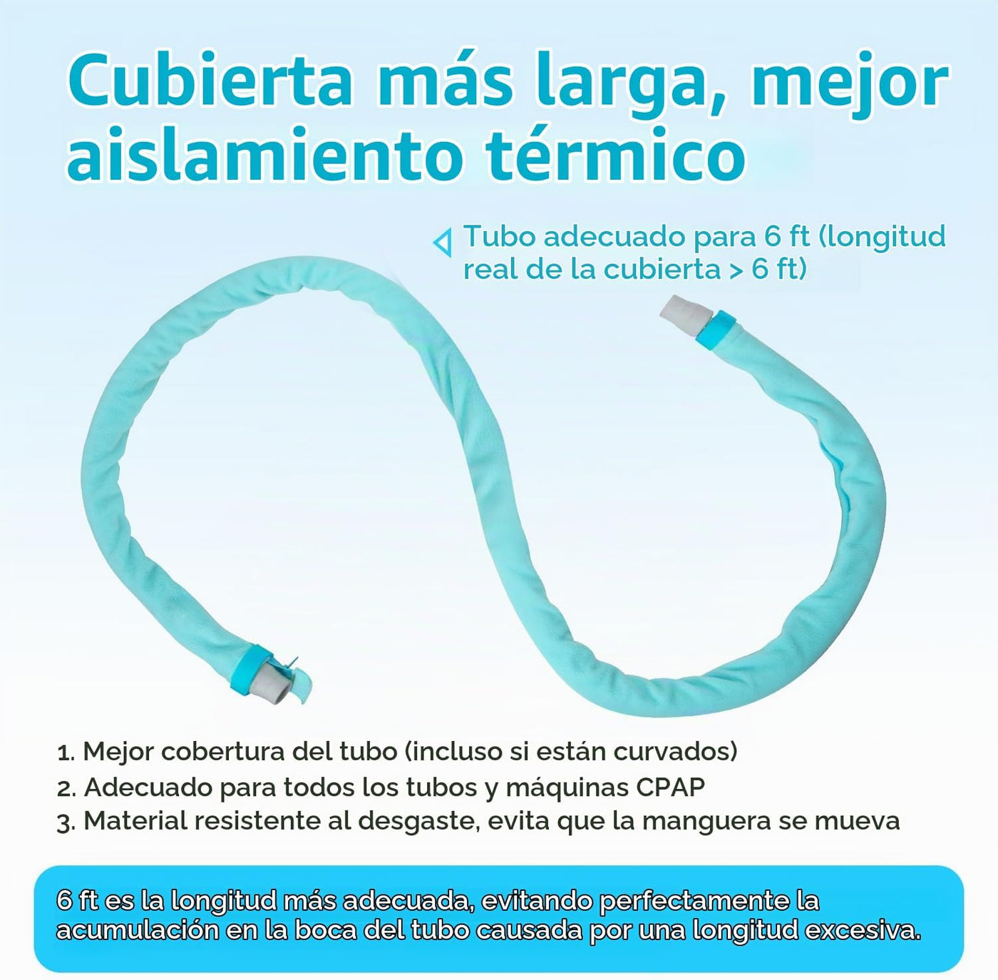 IKSTAR Funda para tubo CPAP de 6 pies [Actualización] - Envoltura a...