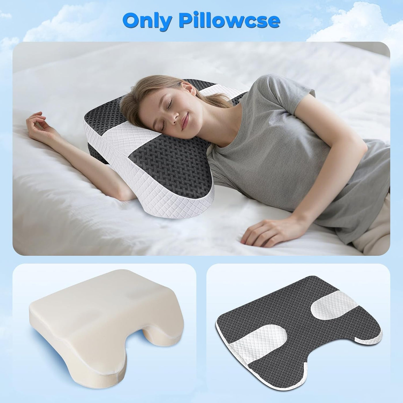SAHEYER Funda de almohada para dormir de lado, sistema de alivio de...