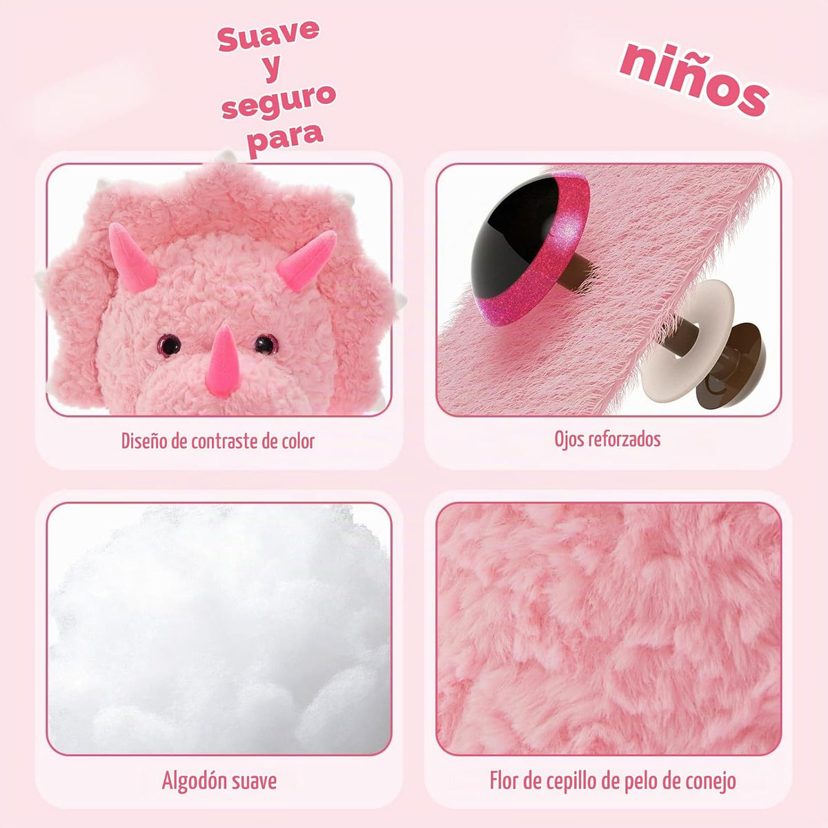 Tezituor Animales de peluche grandes de dinosaurio rosa, 24 pulgada...