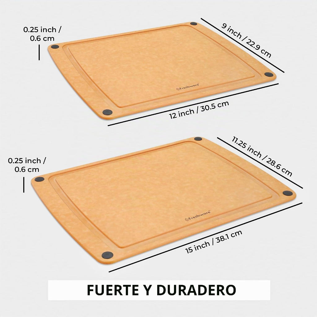 Freshware Tablas de cortar de madera para cocina, ranura para jugos...