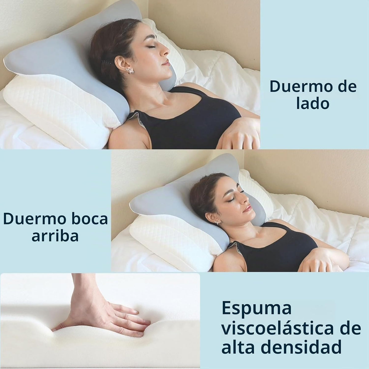 Ergo - Almohada cervical cervical para dormir, almohadas de espuma...