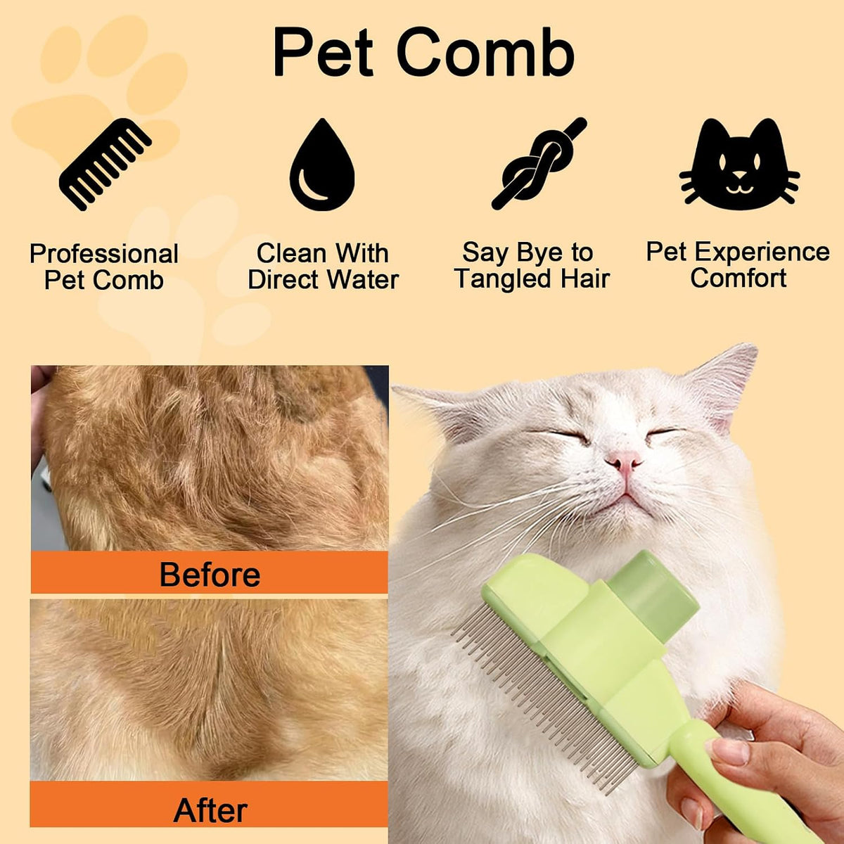 MeowAroma Peine de deshedding para gatos, 2 herramientas de depilac...