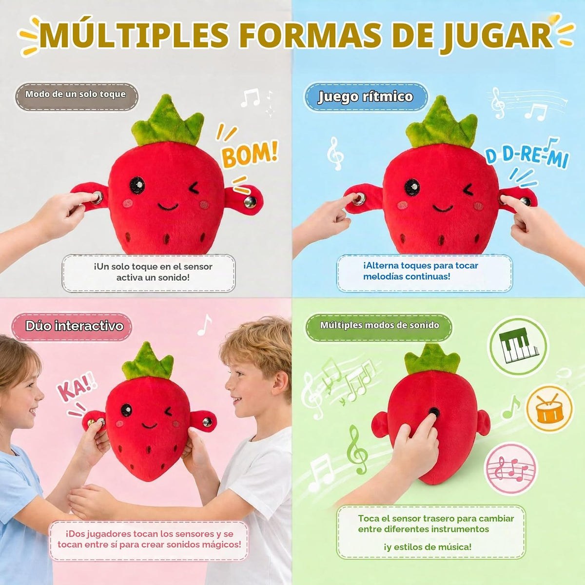 DoddyFun Juego de juguetes de peluche interactivos con música para...