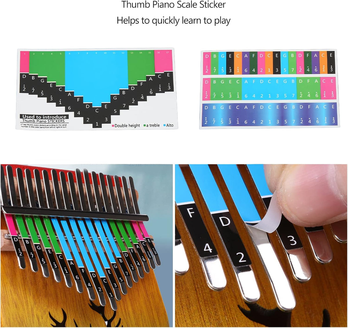 Coloridas calcomanías de escala de kalimba, calcomanías de piano de...