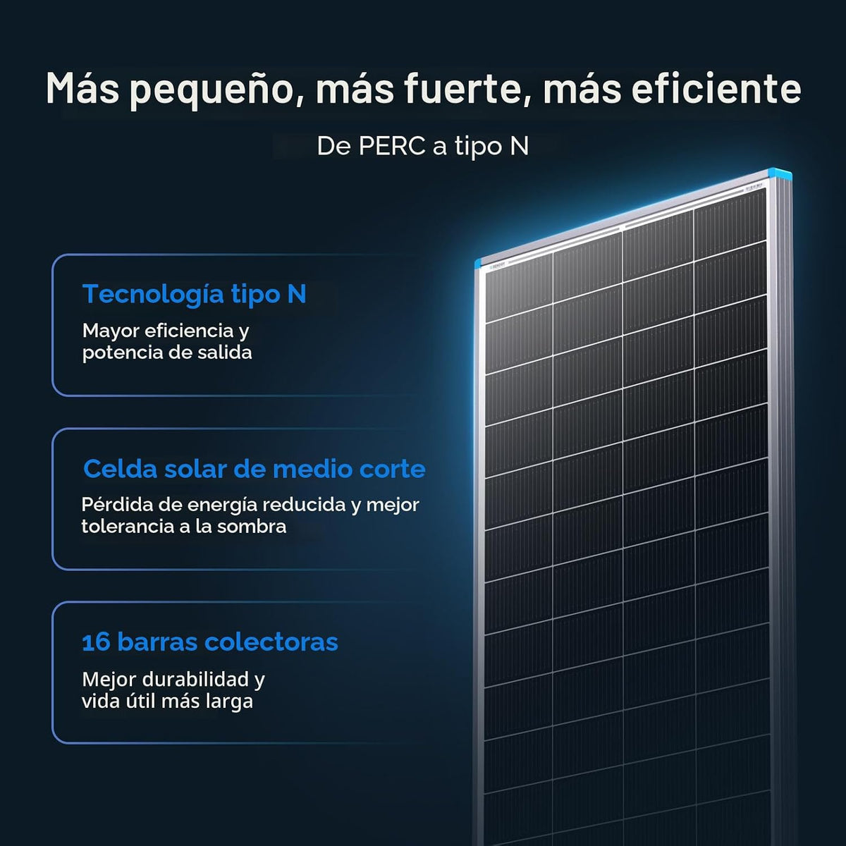 Paneles solares Renogy de 200 vatios, panel solar tipo N 25% de alt...
