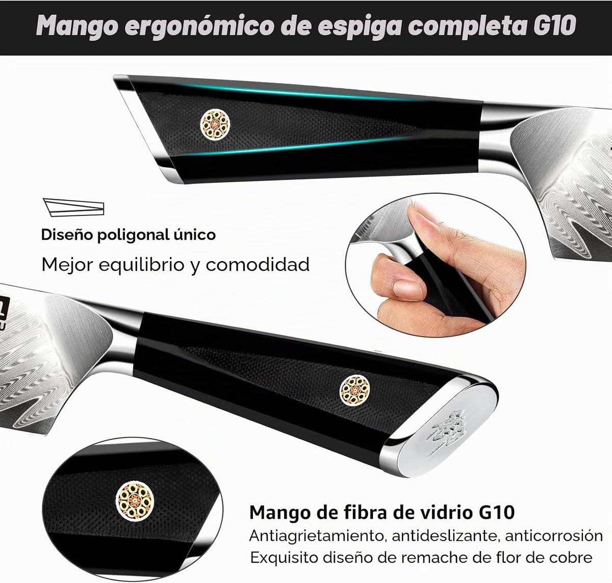 Juego de cuchillos de cocina de Damasco SHAN ZU, juego de 7 piezas...