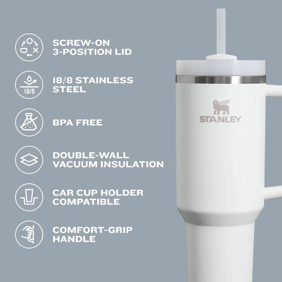 STANLEY Quencher H2.0 - Vaso de 14 onzas con popote | Tapa Flowstat...