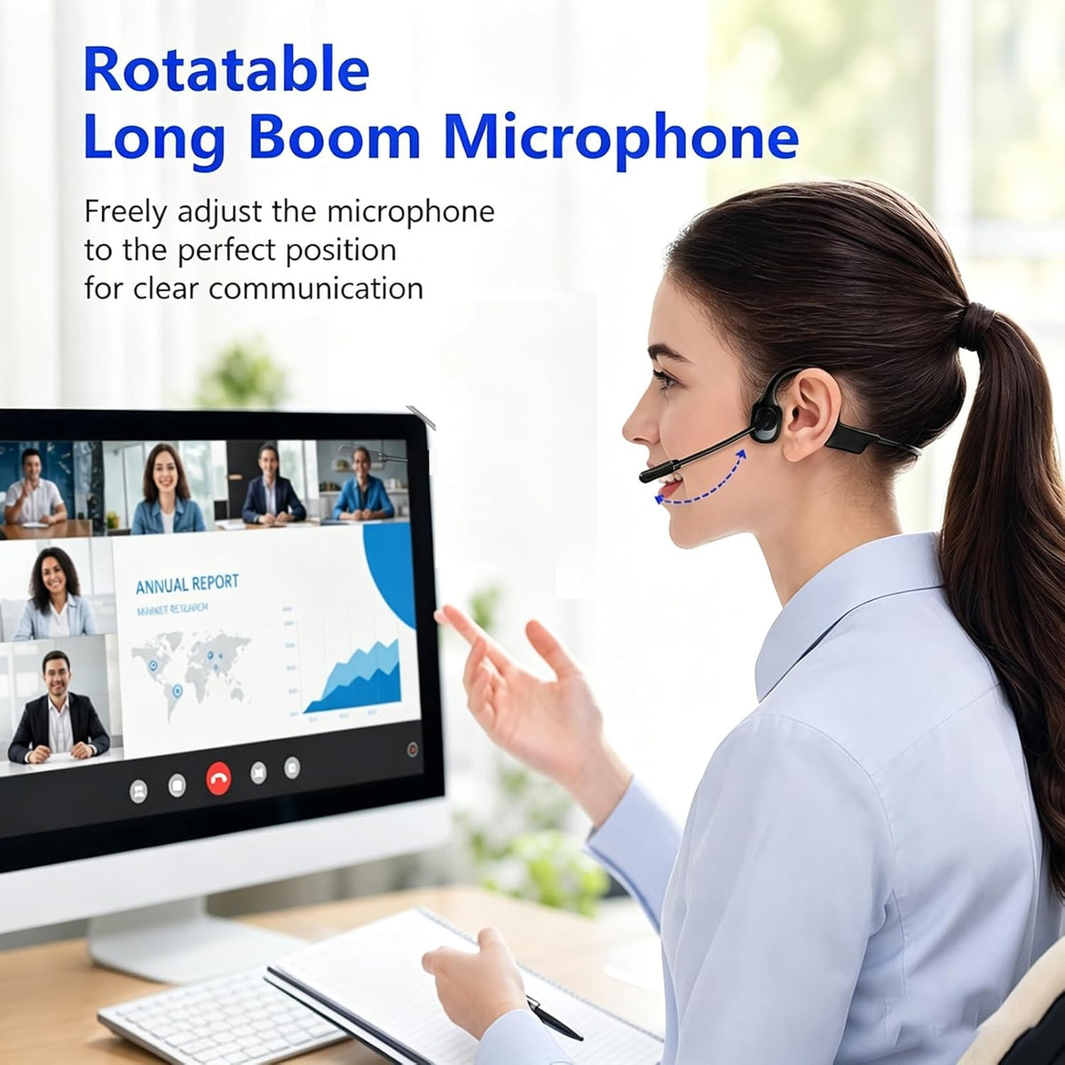 Auriculares abiertos con micrófono con cancelación de ruido, auricu...