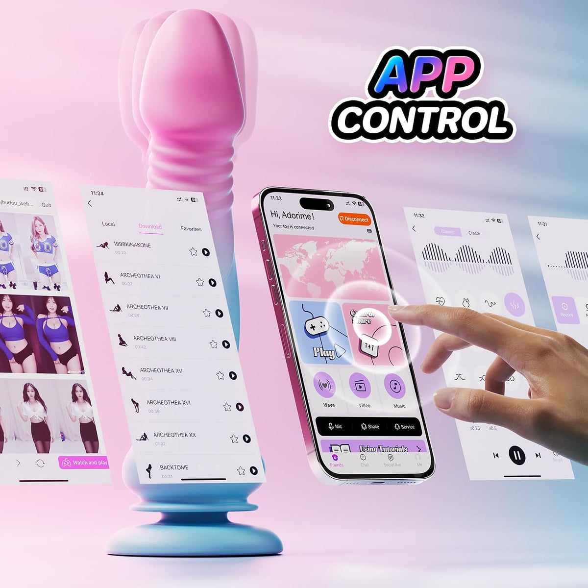 Juguetes sexuales para adultos Vibrador realista de empuje y consol...