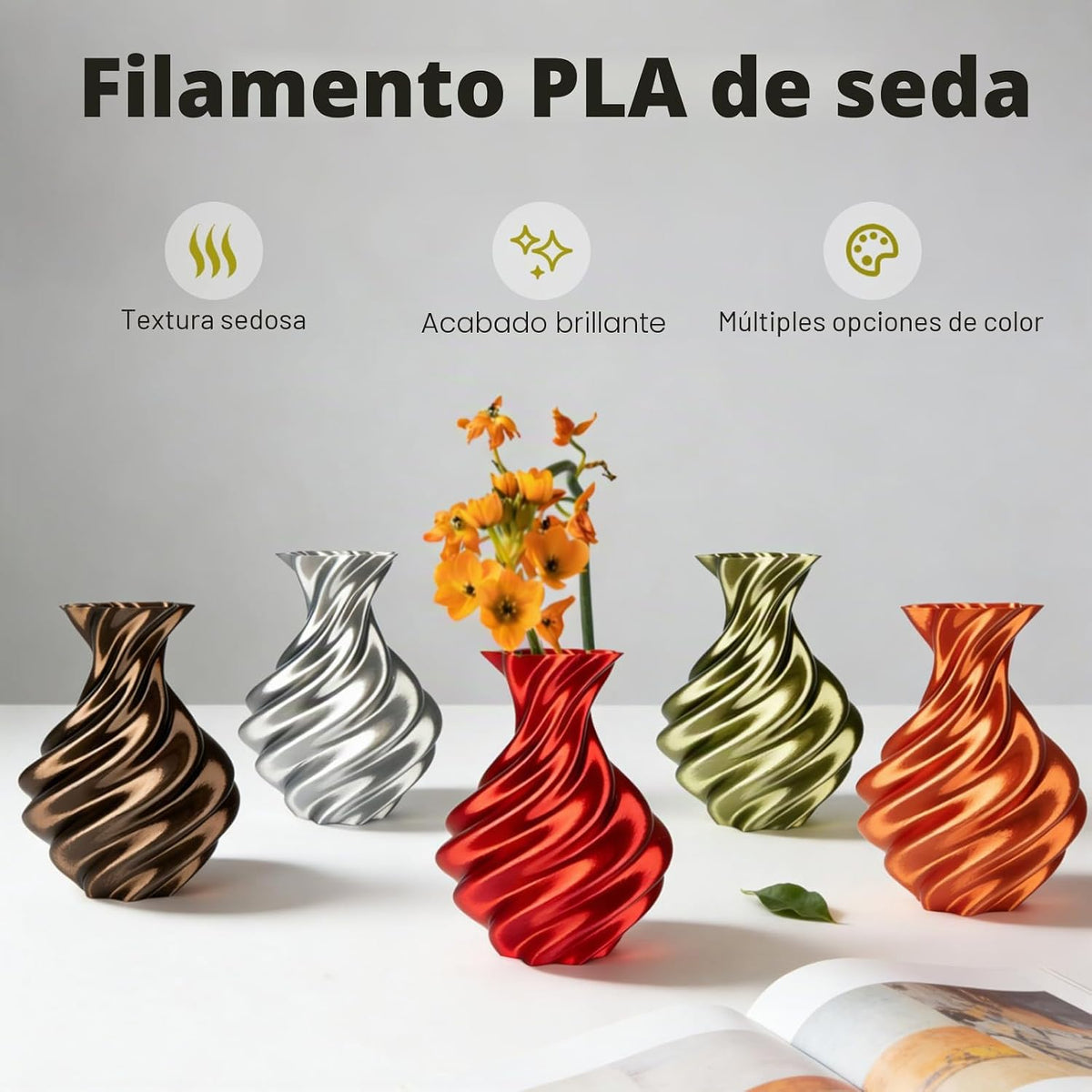 ERYONE Filamento de seda PLA+ de 0.07 in, brillante para impresora...