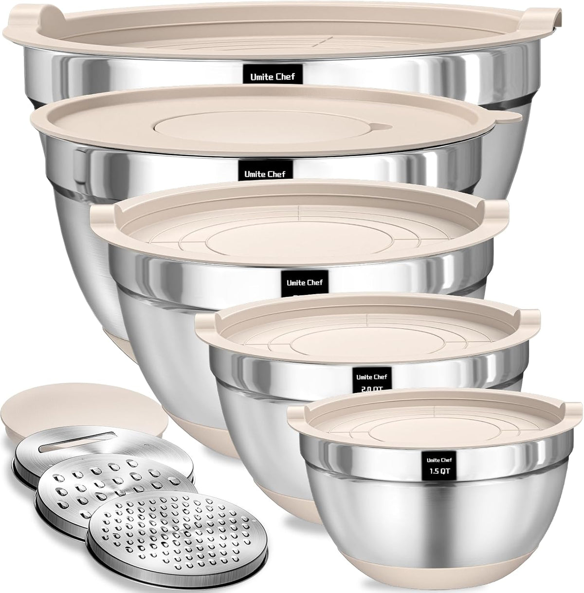Umite Chef, juego de 8 cuencos para mezclar con tapas herméticas, c...