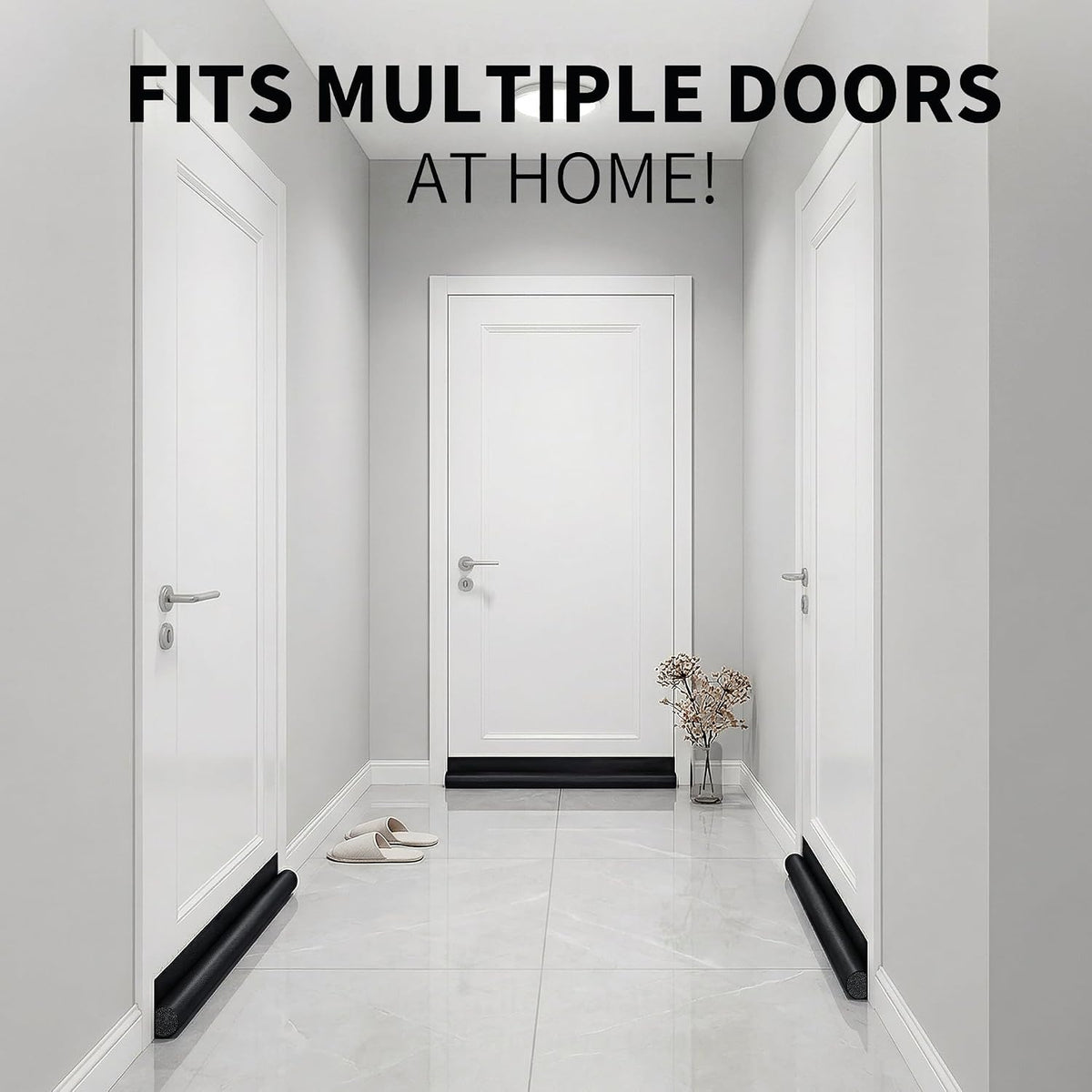 MAXTID Tope para puerta de 36 pulgadas, color negro, ajustable, blo...