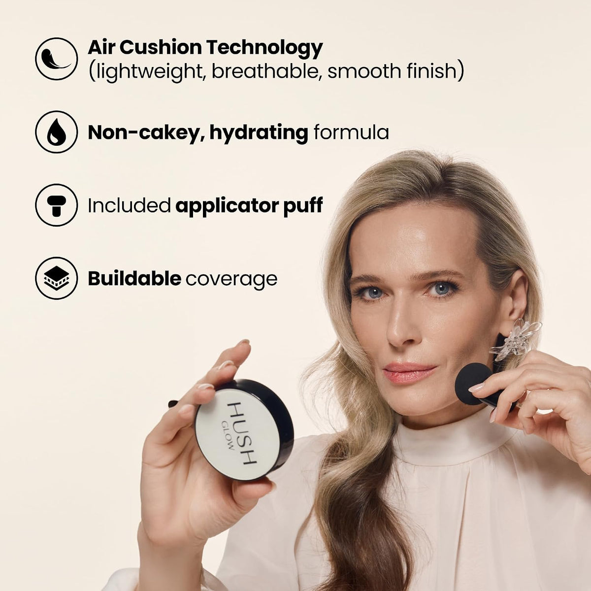 HushGlow® Base de cojín SPF 30, fórmula infundida para el cuidado d...