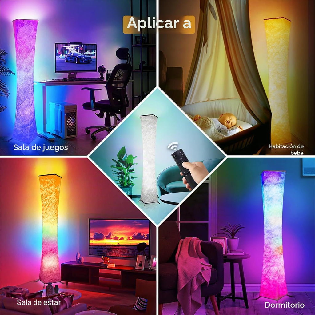 2 lámparas de pie, lámpara de esquina LED RGB inteligente de 61 pul...