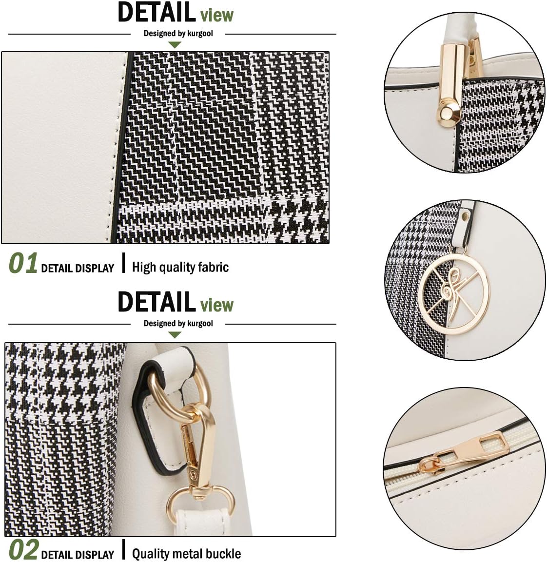 KURGOOL Bolsos y bolsos de mano para mujer, bolso de hombro con asa...
