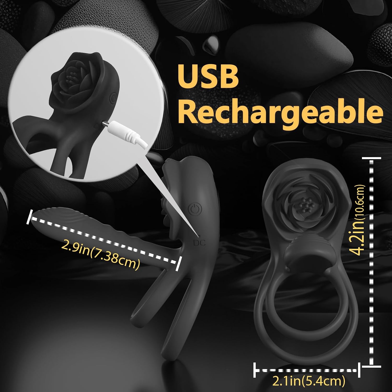 MOVGANI - Extensor de pene rosa 4 en 1 con vibrador de clítoris de...