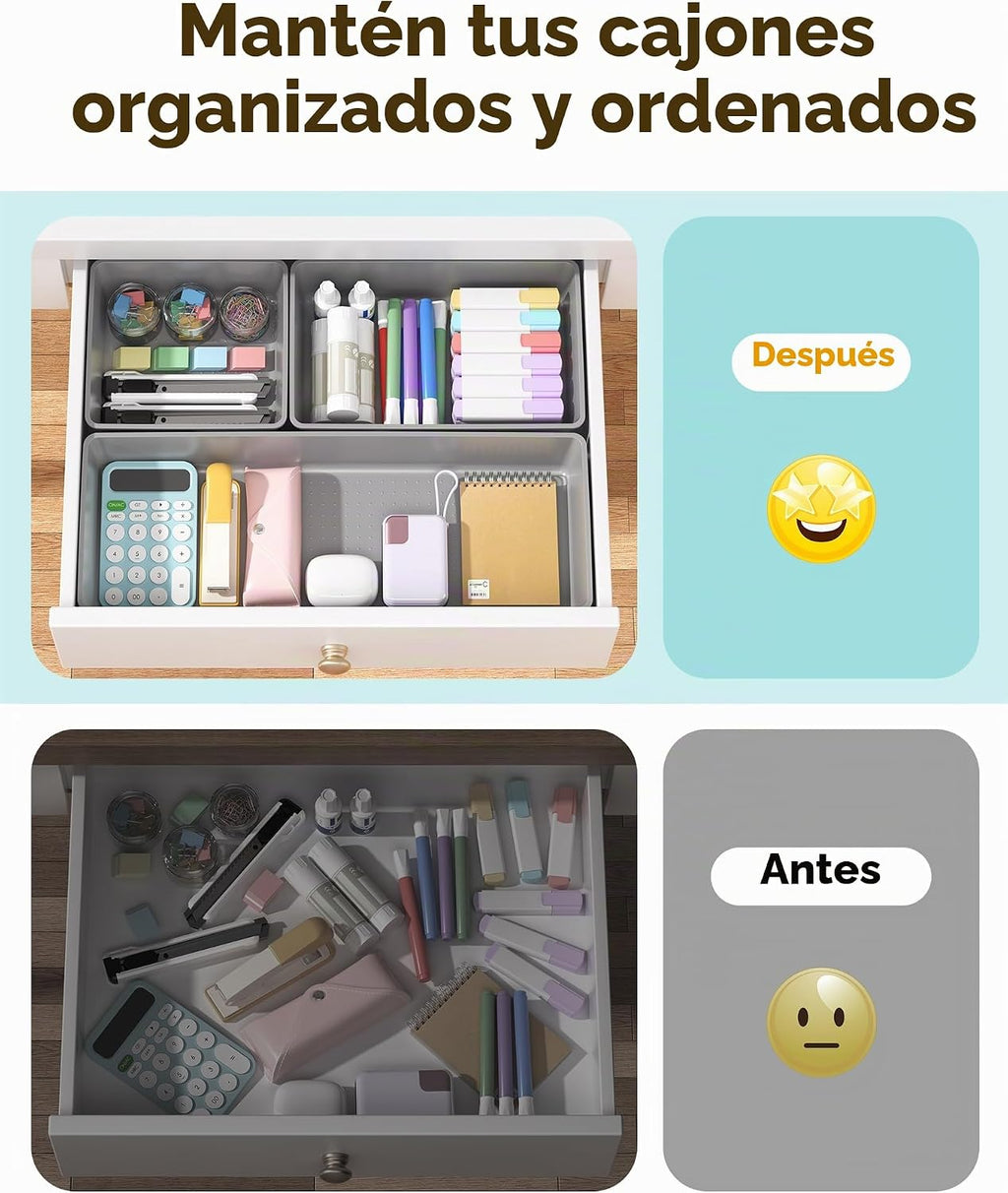 MLIKLU Juego de 10 organizadores de cajones de plástico de gran tam...