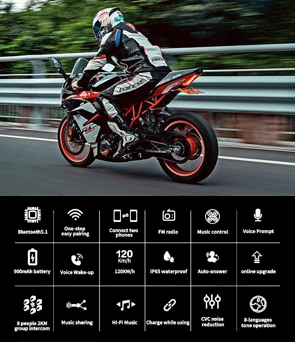 Kit de intercomunicador Bluetooth para casco de motocicleta, casco...