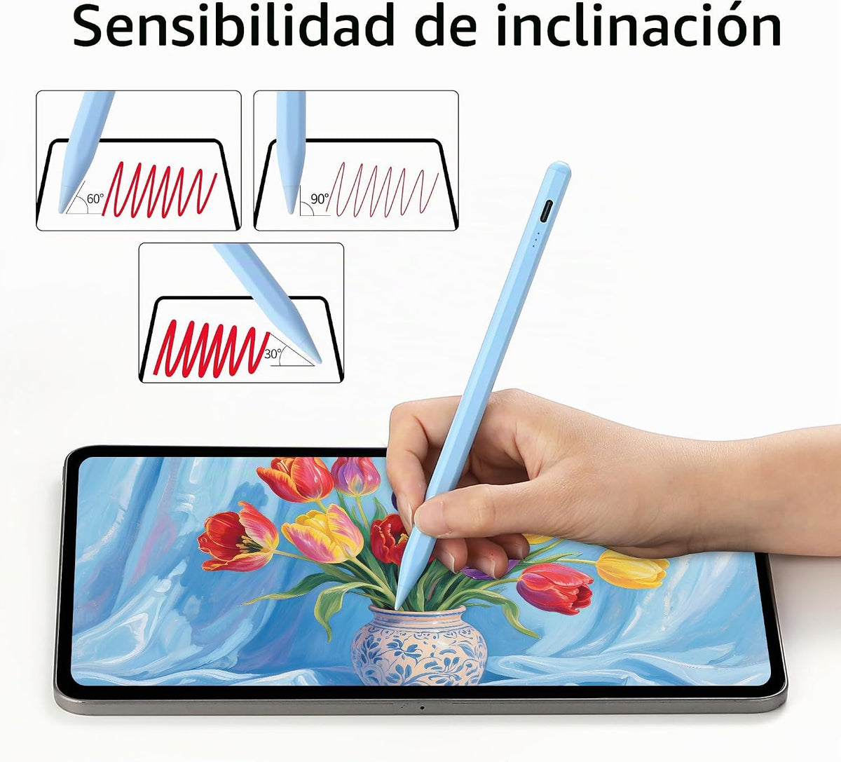 Lápiz para Apple, rechazo de palma con sensibilidad a la inclinació...