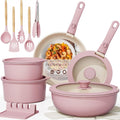 Astercook Juego de 21 ollas y sartenes antiadherentes, juego de ute...