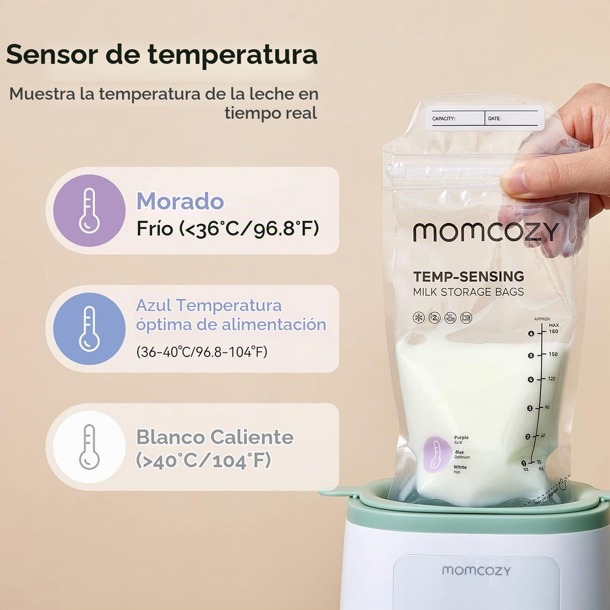 Momcozy Bolsas de almacenamiento de leche materna, paquete de 200 u...