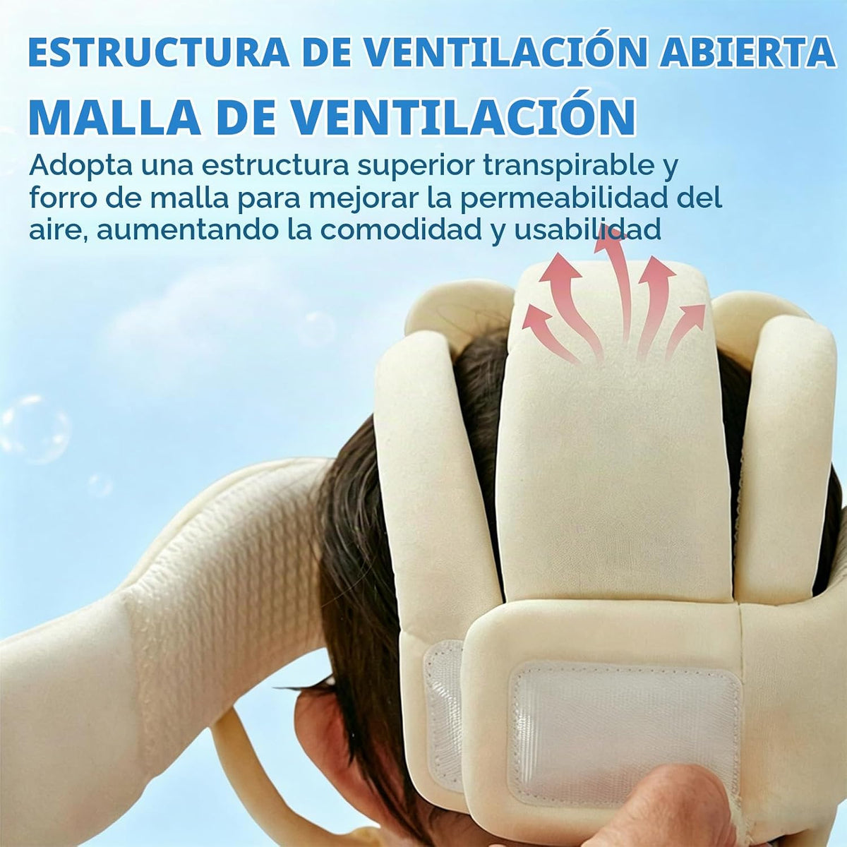 Protector de cabeza de bebé, anticolisión, transpirable, ajustable,...