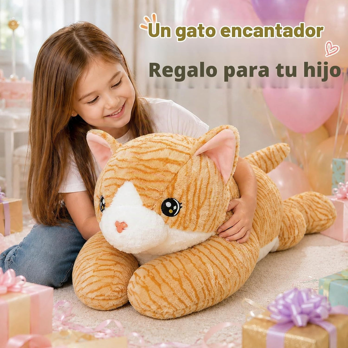 Peluche de gato gigante de 32 pulgadas, almohada grande de felpa de...