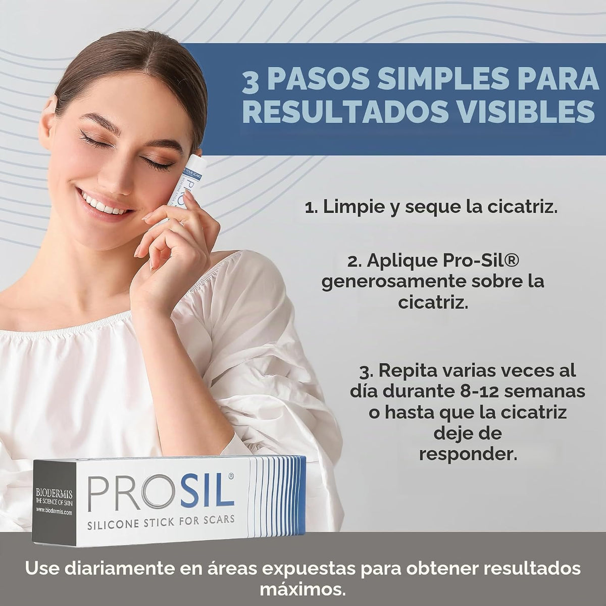 Biodermis Pro-SIL - Barra de gel de silicona para cicatrices, cuida...