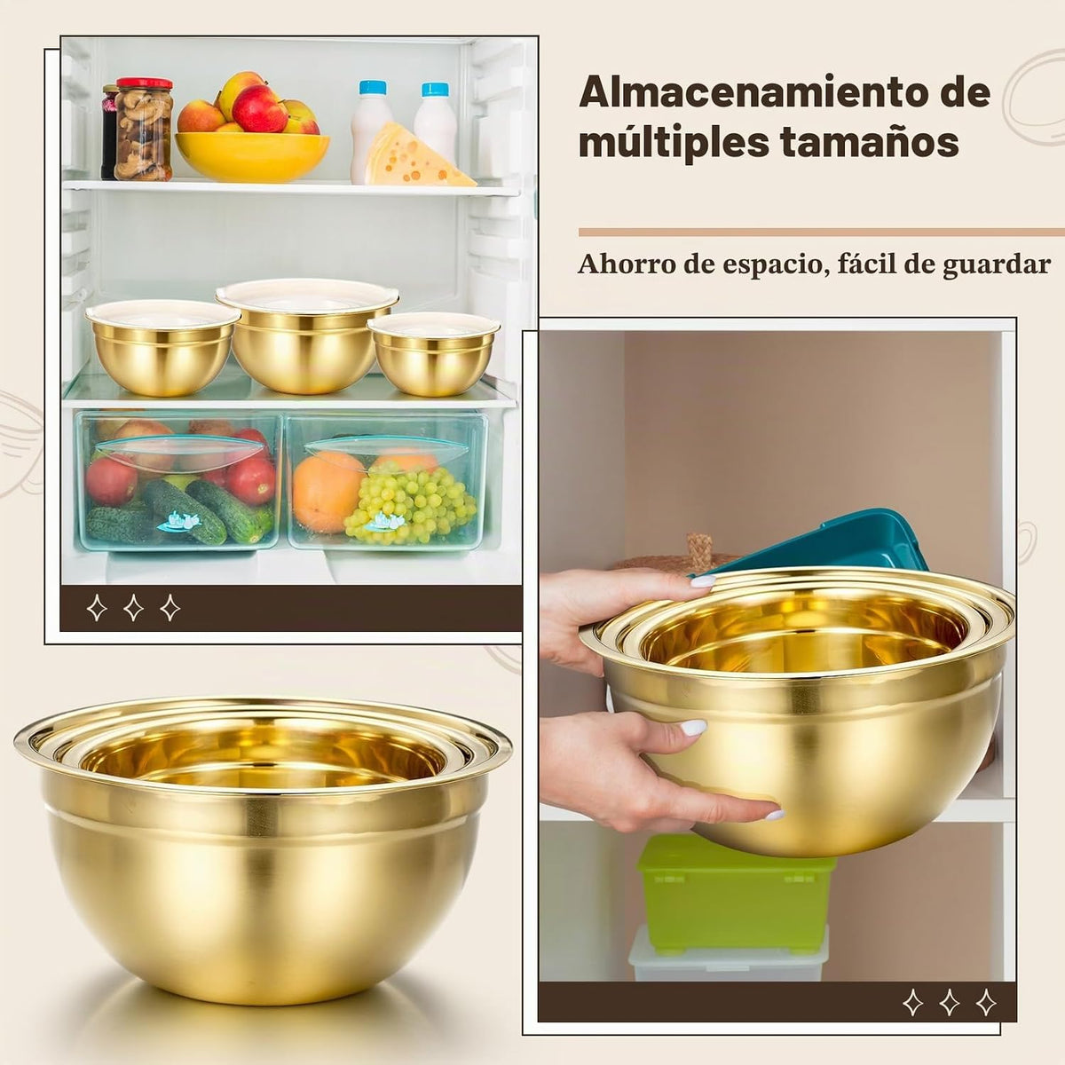 Baderke 7 piezas de accesorios de cocina dorados, incluye colador d...