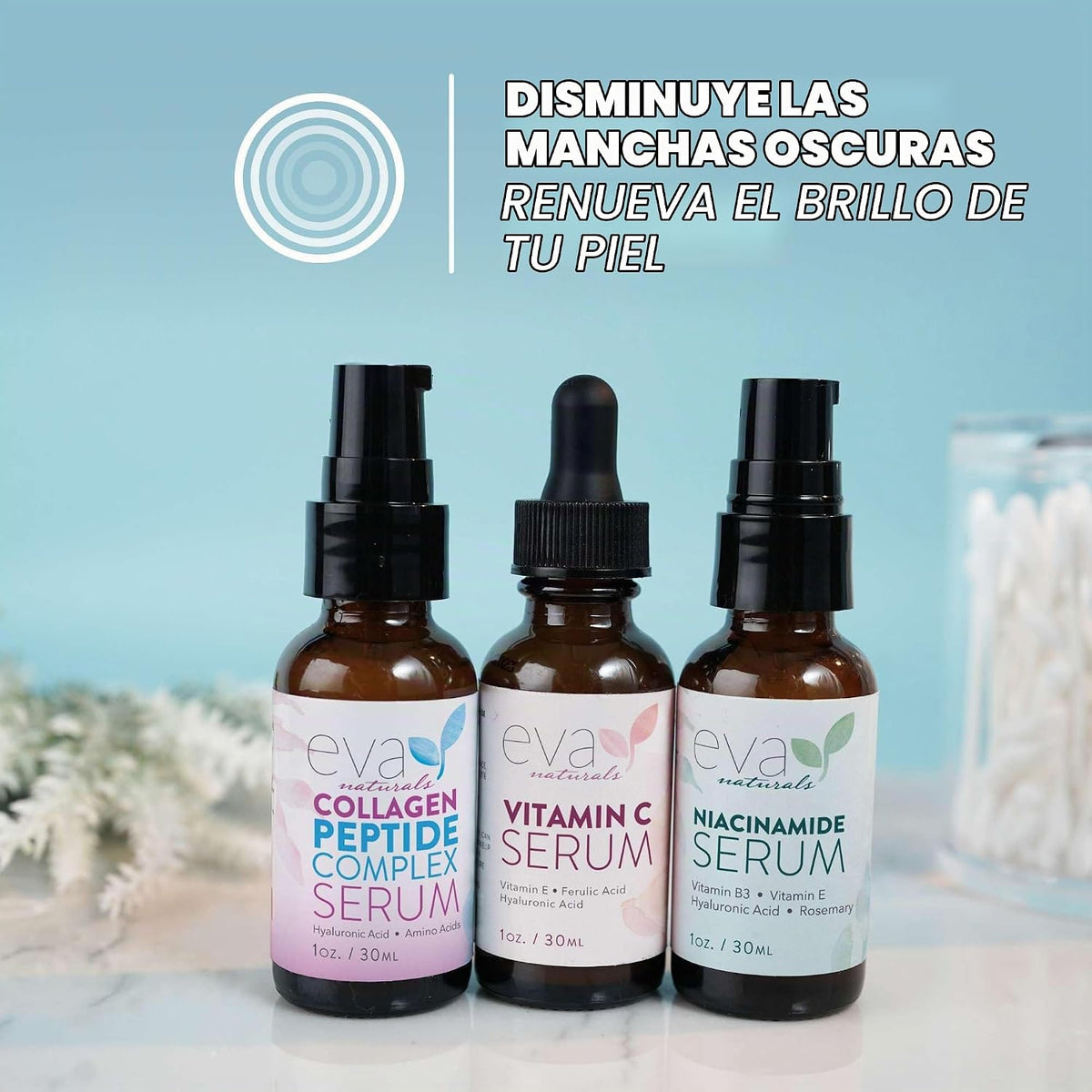 Eva Naturals Paquete de suero Firm &amp; Glow - Vitamina C, péptido...