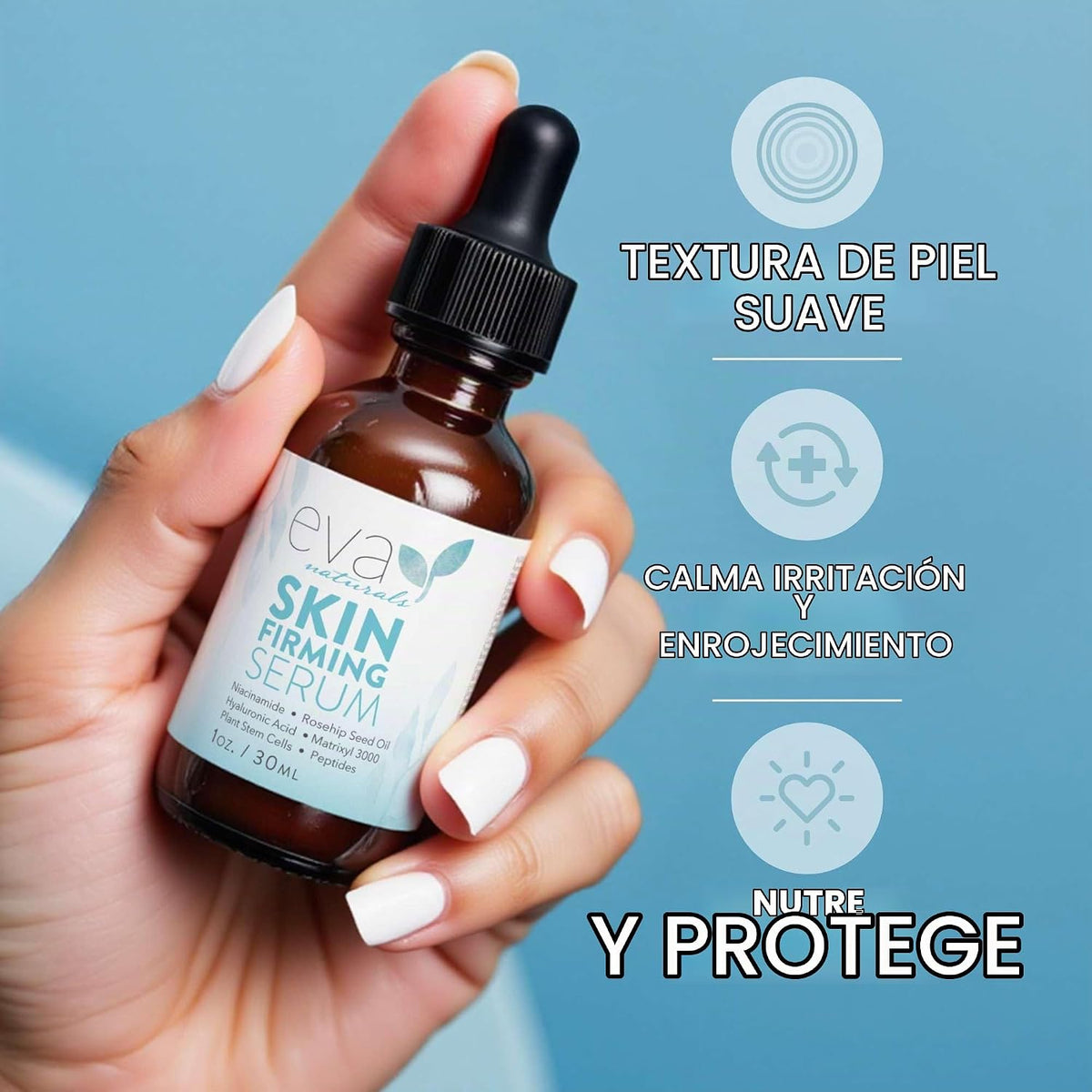 Eva Naturals Suero reafirmante de la piel de (1 oz), suero de día o...