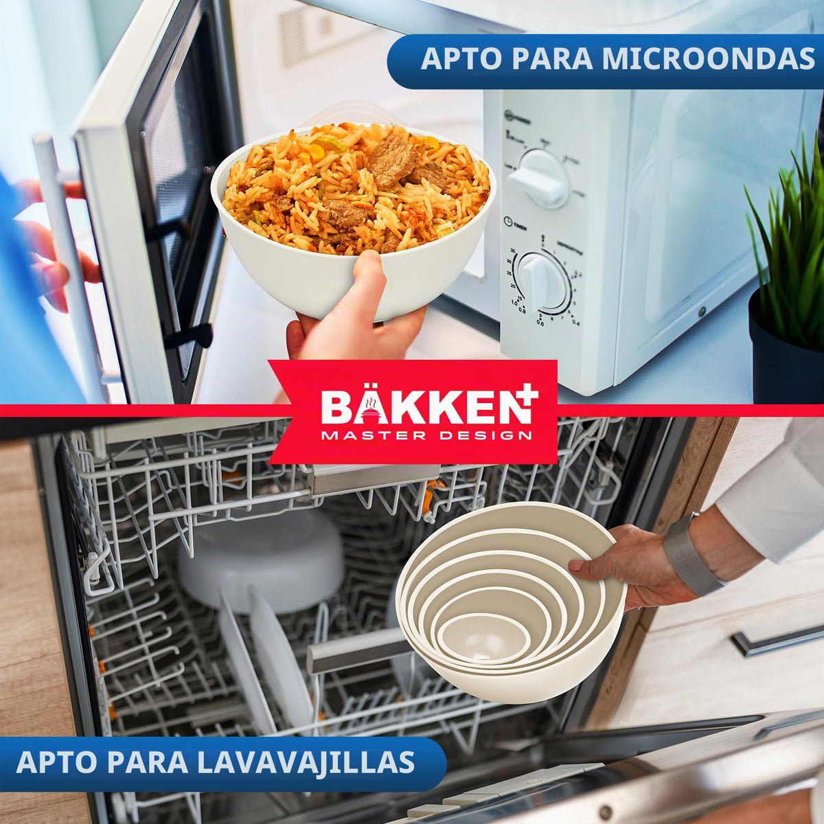 BAKKENMASTER Juego de 12 tazones de plástico anidables con tapas -...