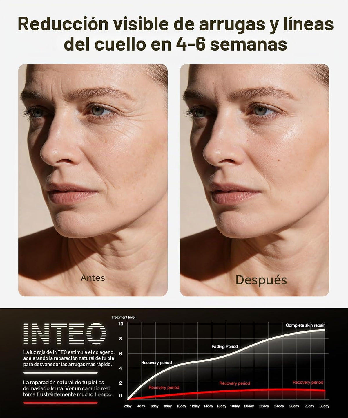 Máscara de terapia de luz roja para cara y cuello, máscara facial L...