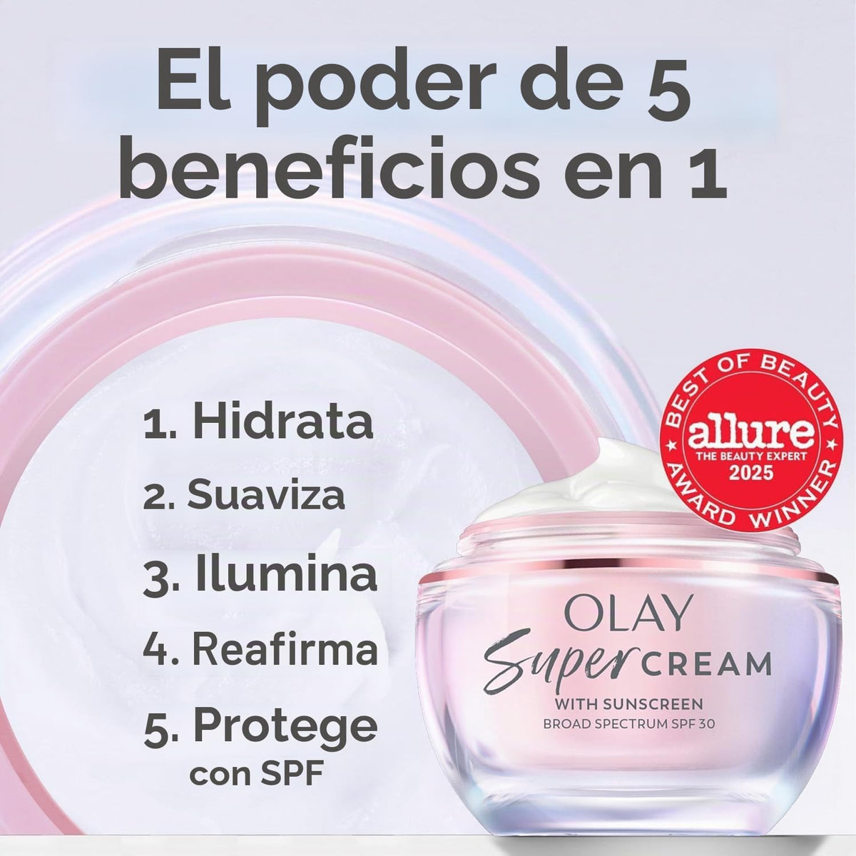 Olay Super Cream con protector solar SPF 30, hidratante facial lige...