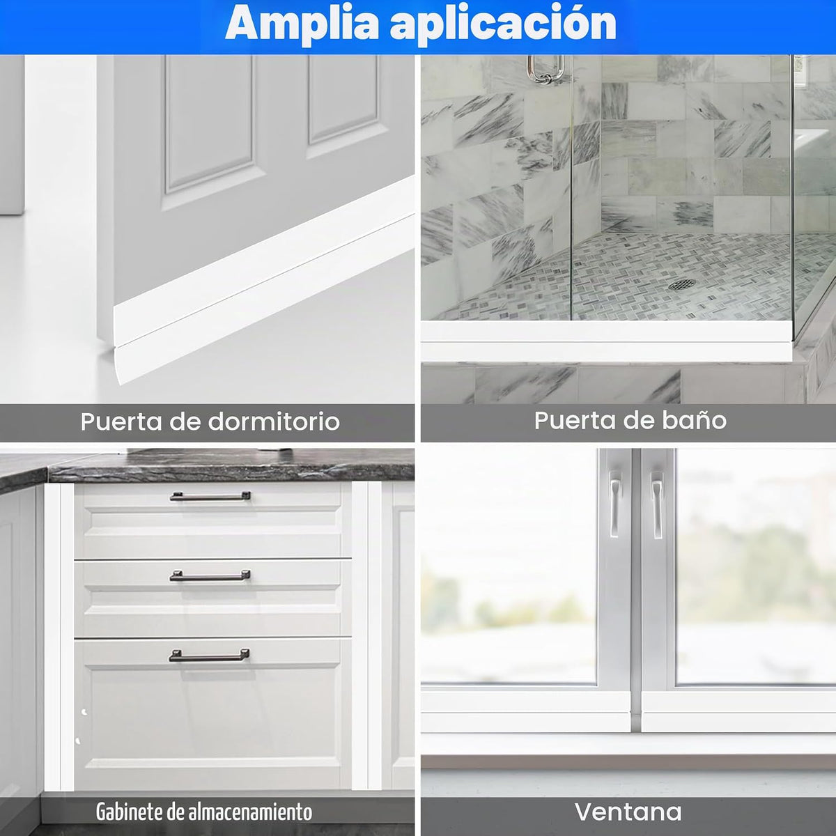 ToLanbbt Tira de sellado de silicona para puerta, tira de sellado d...