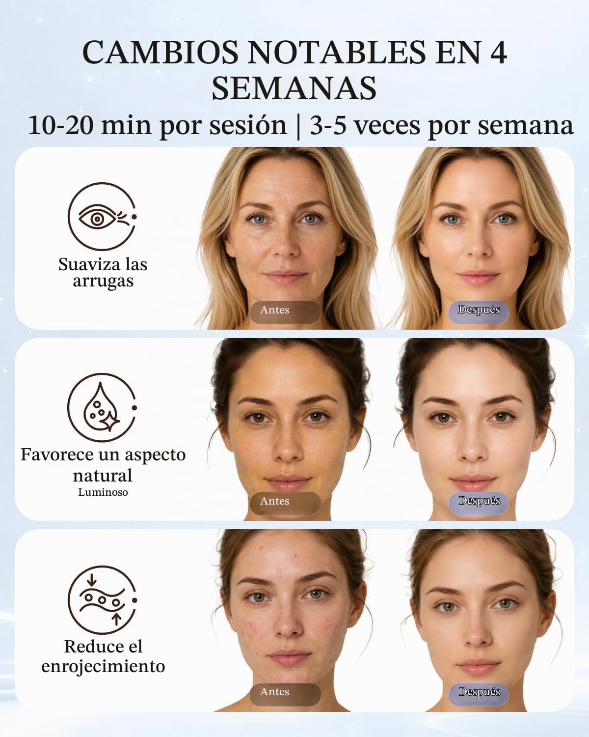 Terapia de luz con máscara facial LED, máscara inalámbrica de terap...