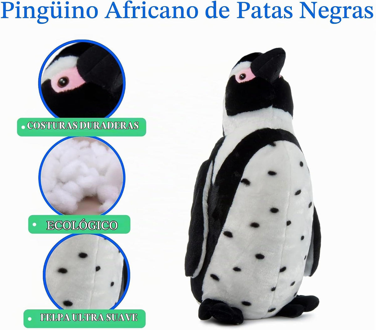 The Petting Zoo Pingüino de pie negro africano de peluche, Wild One...