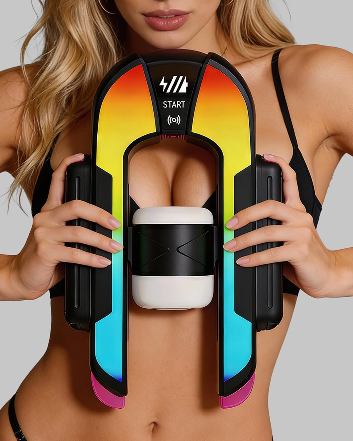 EINSEO RGB Lighting Masturbador masculino, 2 mangas masculinas jugu...