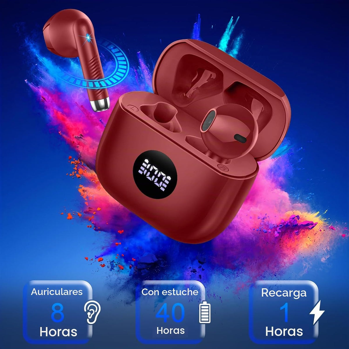 Auriculares inalámbricos Jxrev, auriculares Bluetooth 5.4, pantalla...