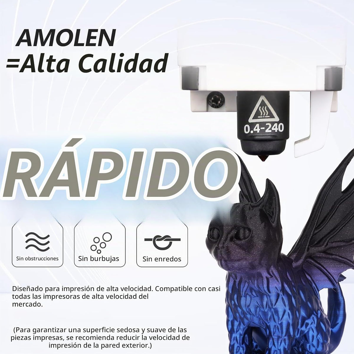AMOLEN Paquete de filamentos para impresora 3D de PLA arcoíris degr...