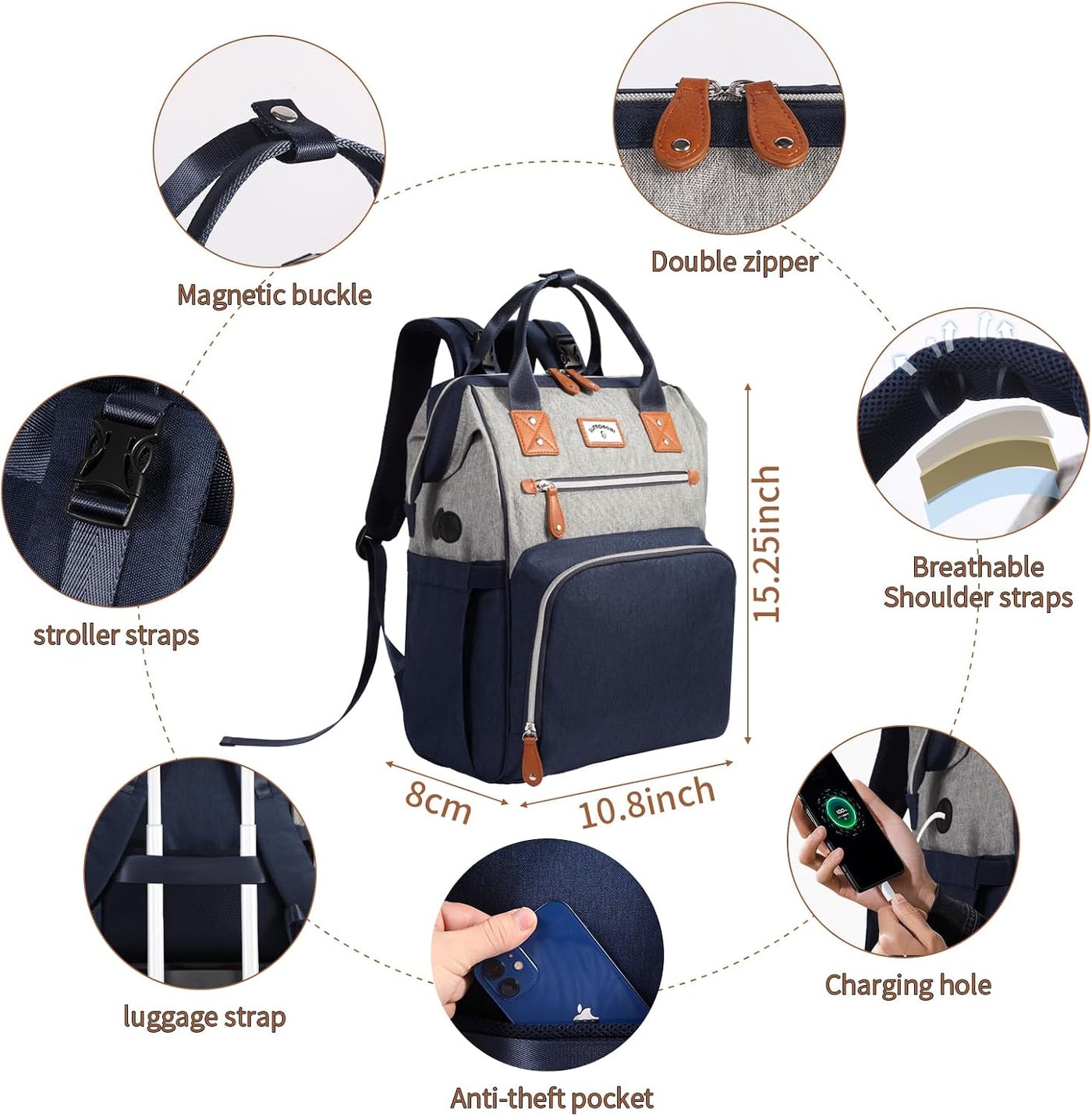 SUPROMOMI Mochila para pañales: bolsa de bebé para niño y niña, bol...