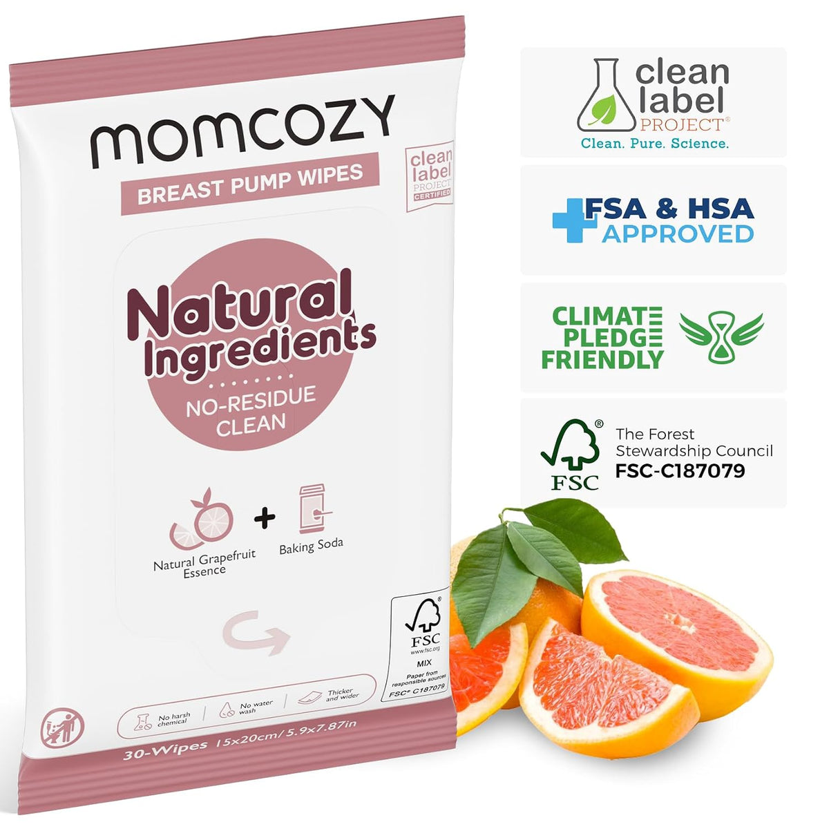 Momcozy Toallitas naturales para extractor de leche para limpieza d...