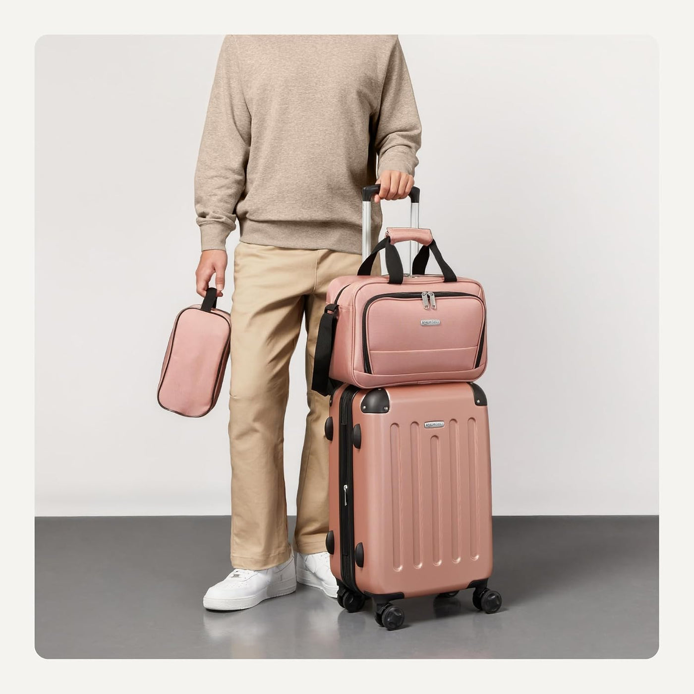 Amazon Basics Maleta rígida de mano con ruedas, juego de equipaje d...