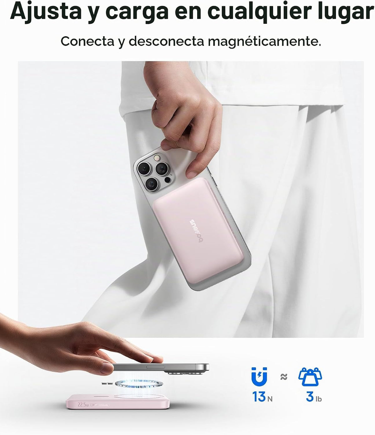 Baseus para cargador portátil MagSafe, banco de energía magnético i...