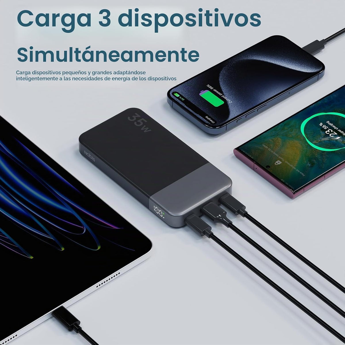NOBIS Cargador portátil, 45W 20000mAh Power Bank y 35W 10000mAh Pow...