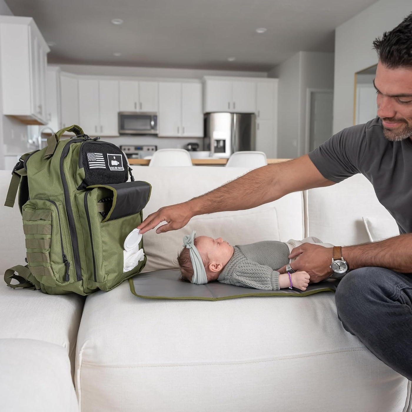 Bolsa de Pañales Green Dad - Mochila de Pañales Militar Estilo Moll...