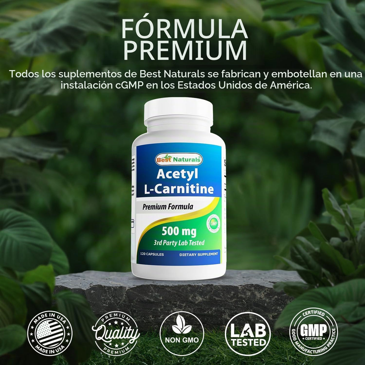 Best Naturals Acetil L-carnitina (ALCAR) 500 mg, 120 cápsulas, 120...
