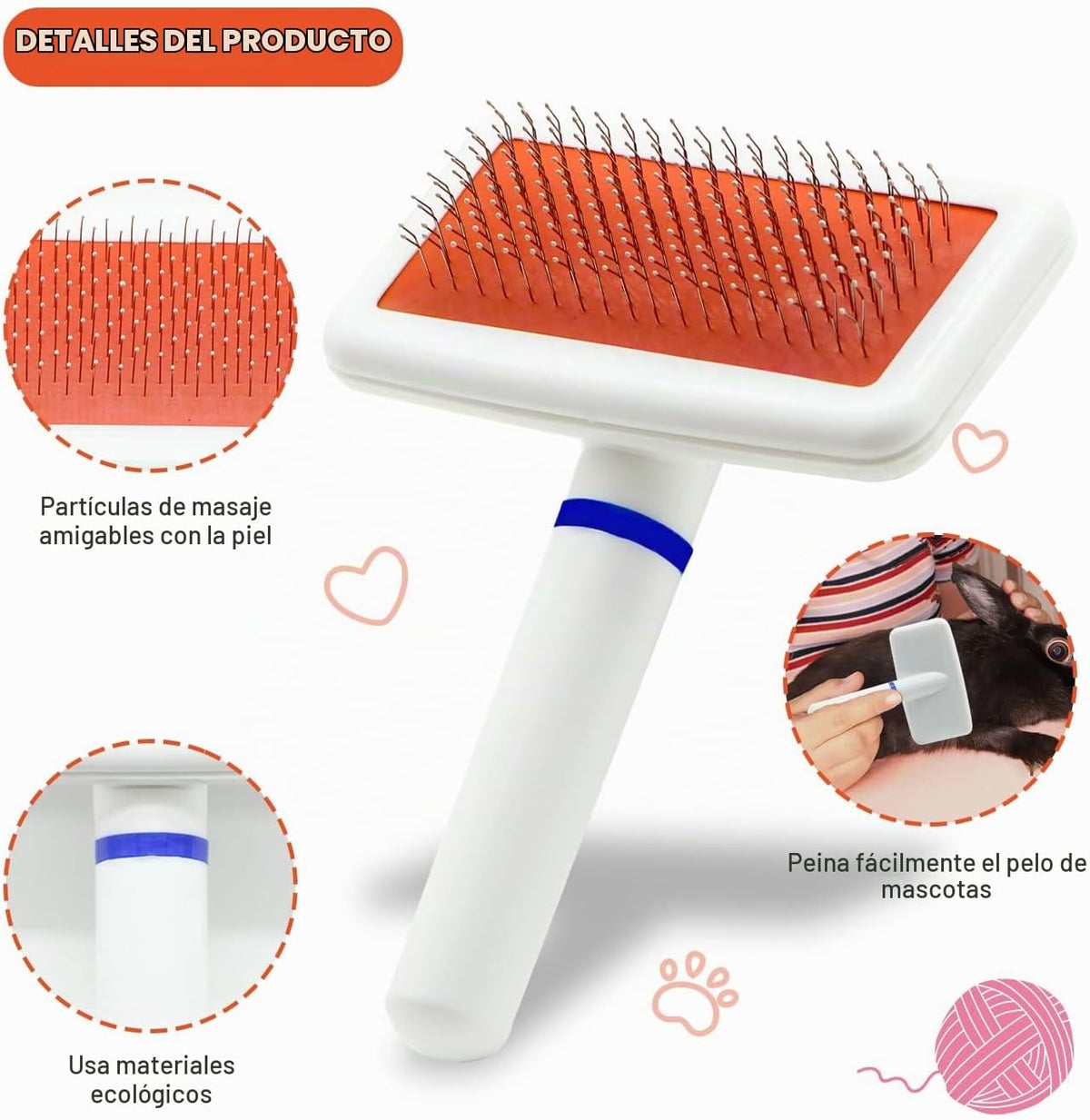 Crafterlife Kit de aseo para gatos con cepillo deslizante para quit...