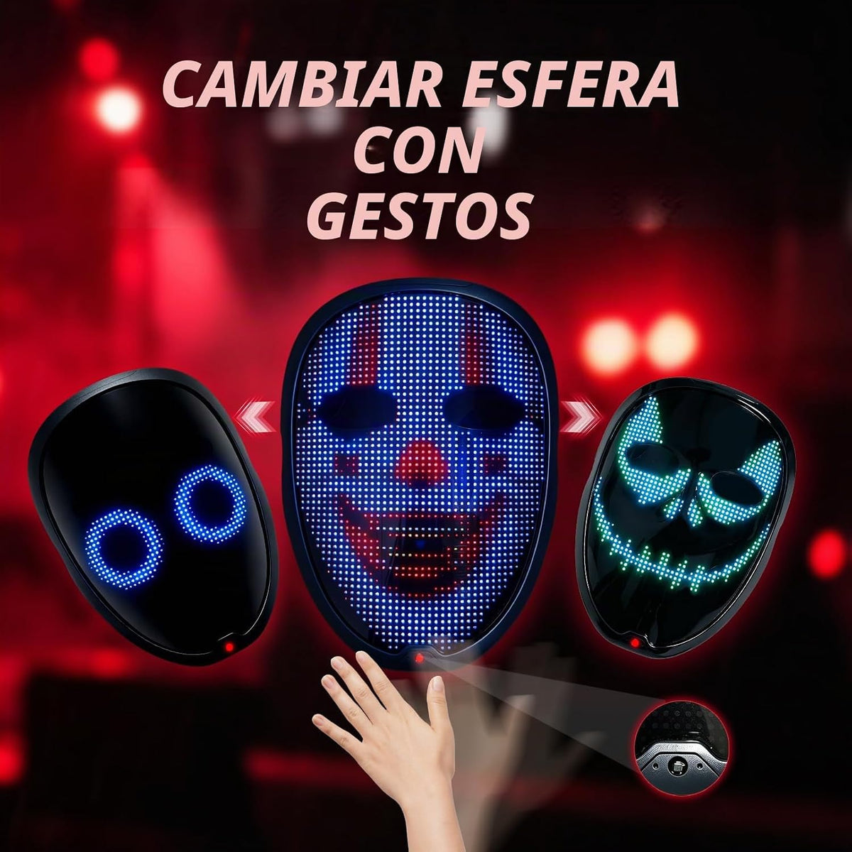 JDBMAOYE Máscara LED con Bluetooth controlada por aplicación, másca...